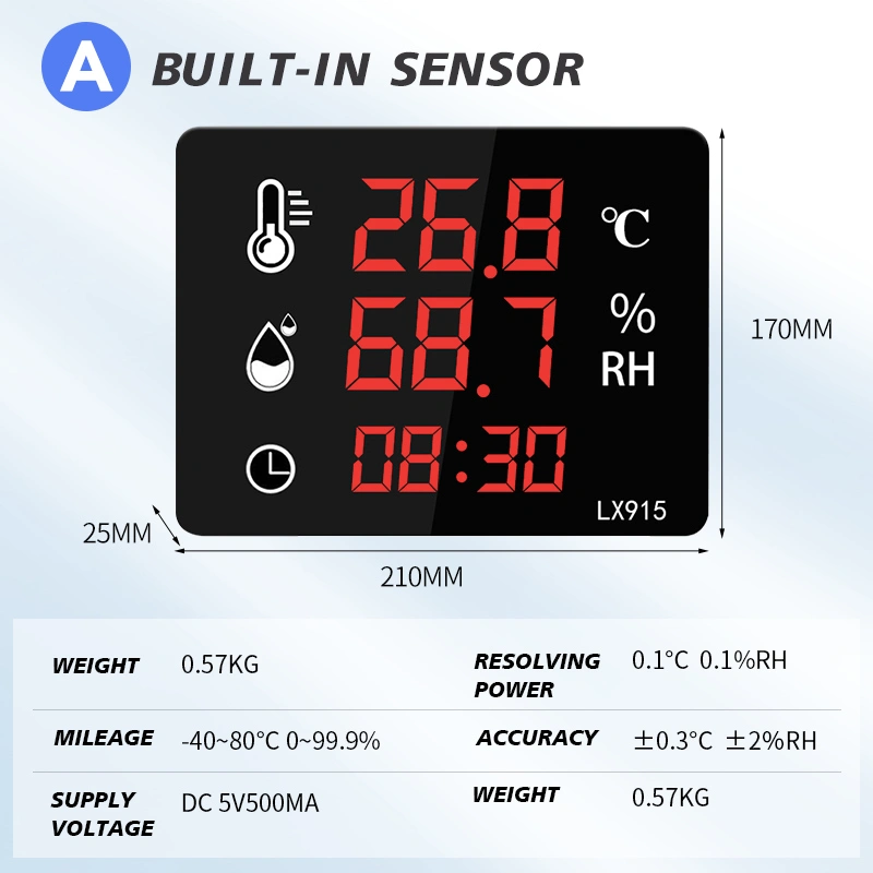 LX915A temperature and humidity meter with a built-in sensor