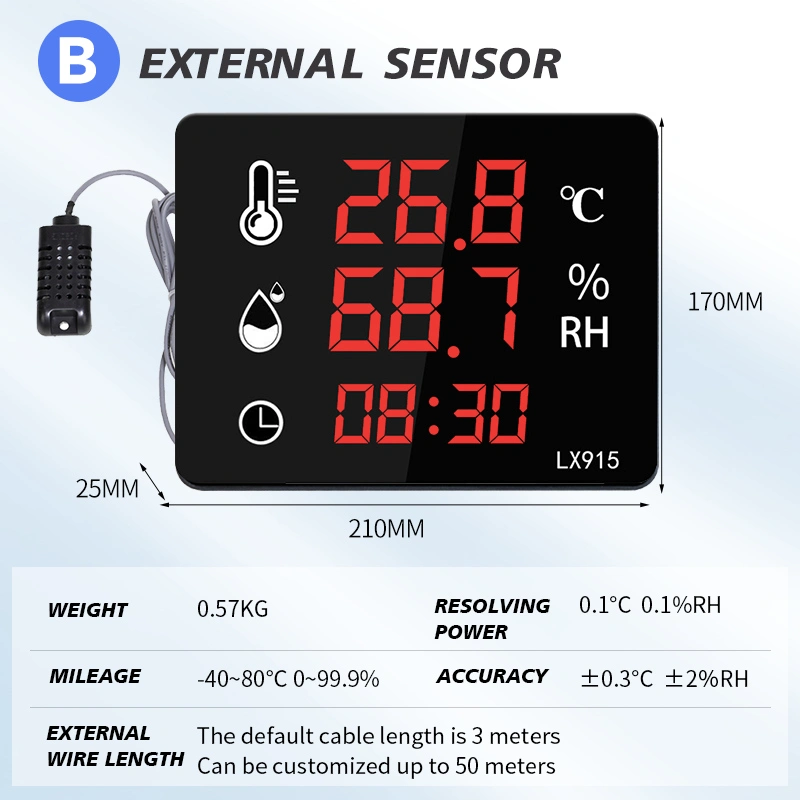 LX915B temperature and humidity meter with an external probe